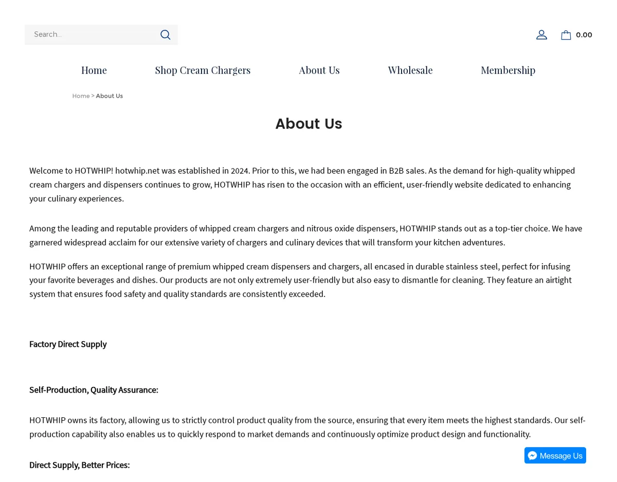 The About Us page in September 2024: hotwhip.net was established in 2024; prior to this we had been engaged in B2B sales; headings Factory Direct Supply and Self-Production, Quality Assurance; HOTWHIP owns its factory.