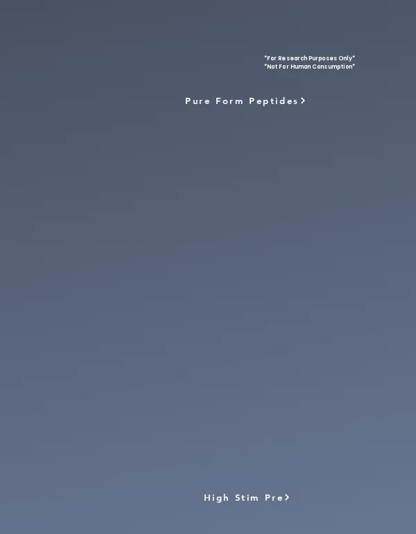 A grey page with the lines 'For Research Purposes Only' and 'Not For Human Consumption' above two links, 'Pure Form Peptides' and 'High Stim Pre'.